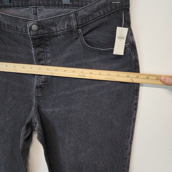 Old Navy High Waist Jeans Size 16 Button Fly Slouchy Straight Black Wash Faded - Picture 8 of 13